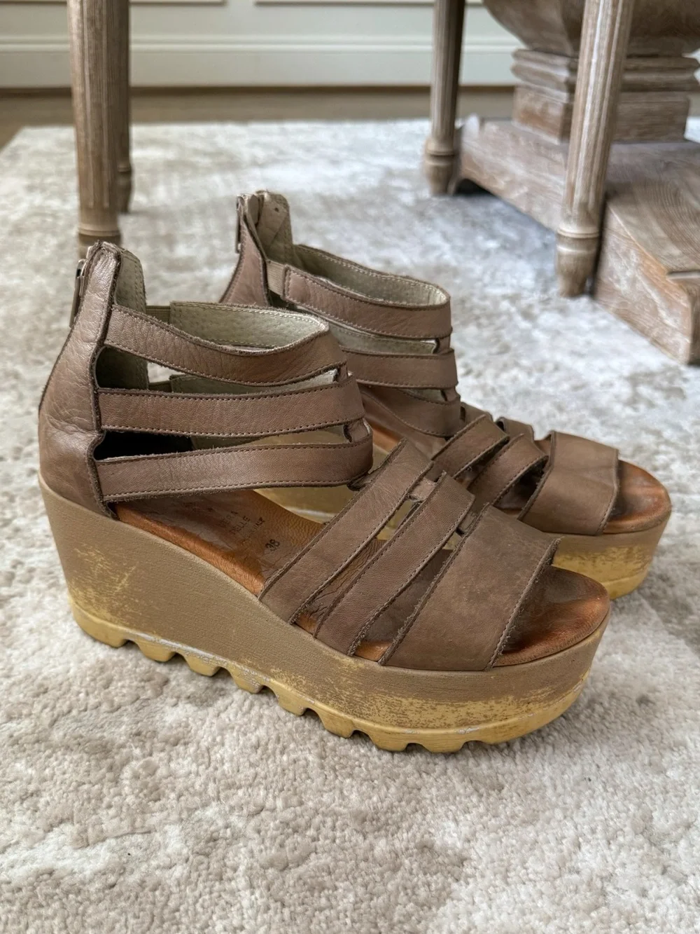 Made in Italy Tan Leather Wedges